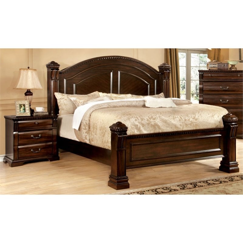 Bowery Hill 2-Piece Cherry Solid Wood Bedroom Set - King + Nightstand