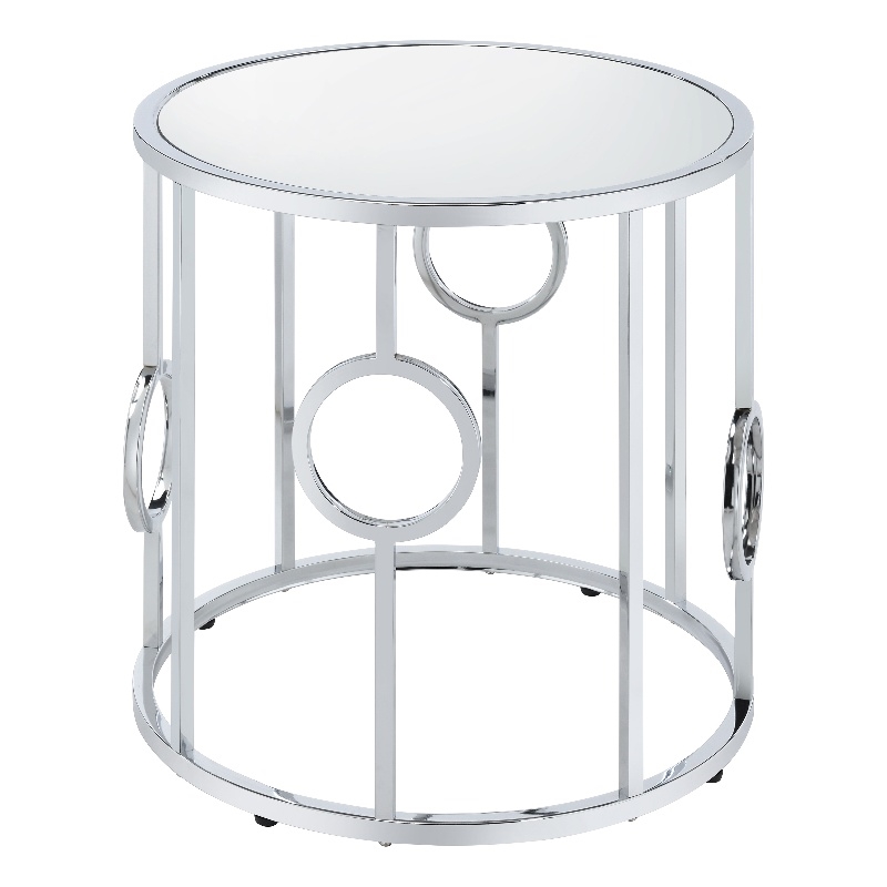 Bowery Hill Contemporary Metal Round End Table in Chrome Finish