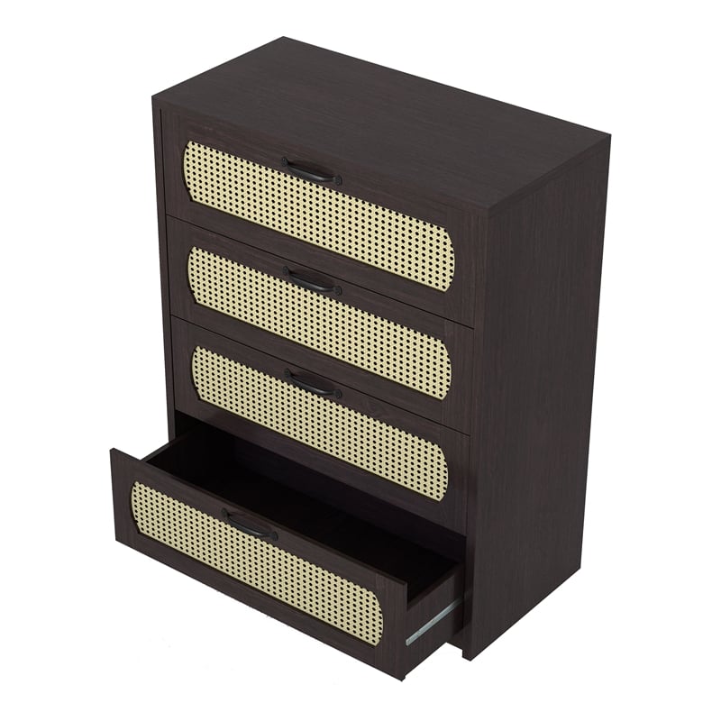 Bowery Hill Transitional Wood 4-Drawer Chest in Espresso Finish