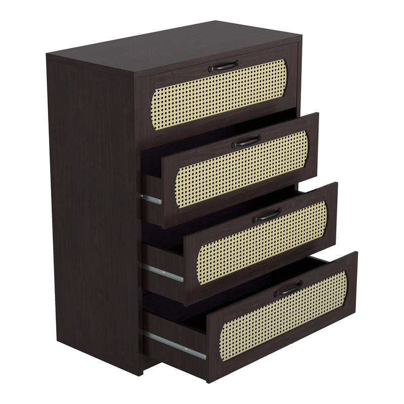 Bowery Hill Transitional Wood 4-Drawer Chest in Espresso Finish
