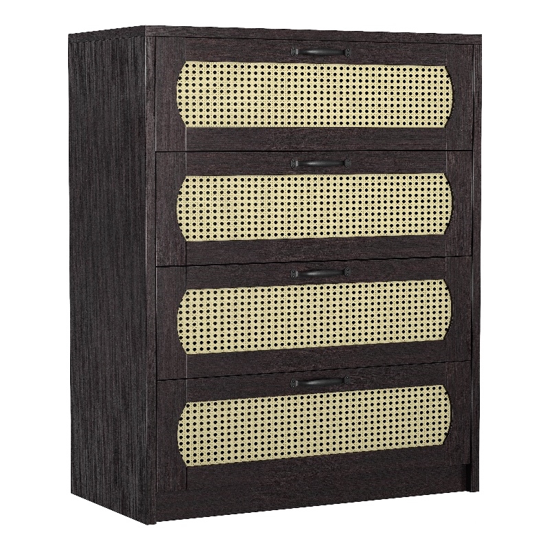 Bowery Hill Transitional Wood 4-Drawer Chest in Espresso Finish