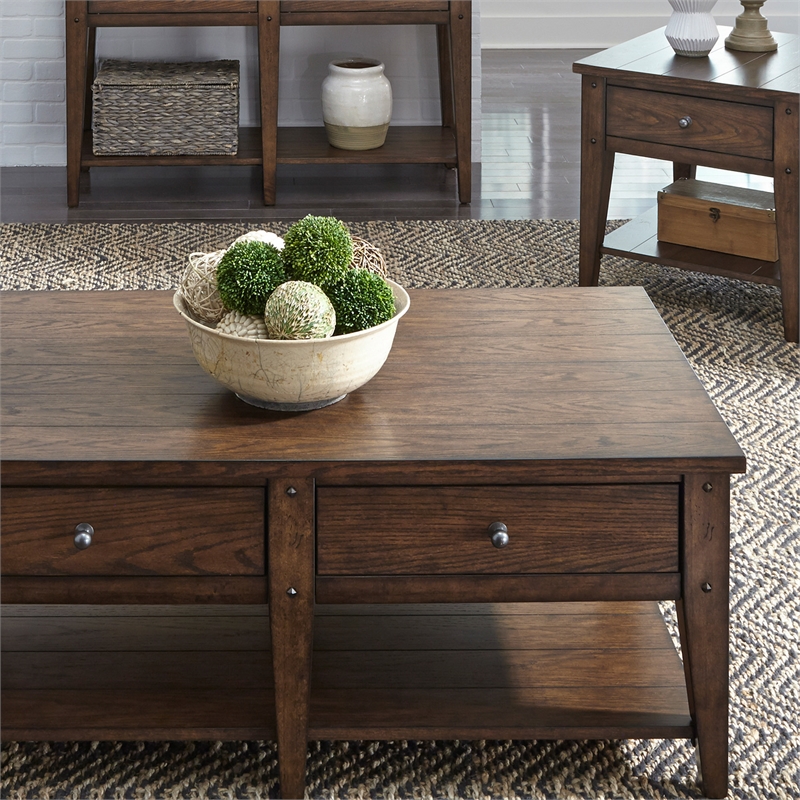 Bowery Hill Traditional Wood Dark Brown 3 Piece Set (1-Cocktail 2-End Tables)