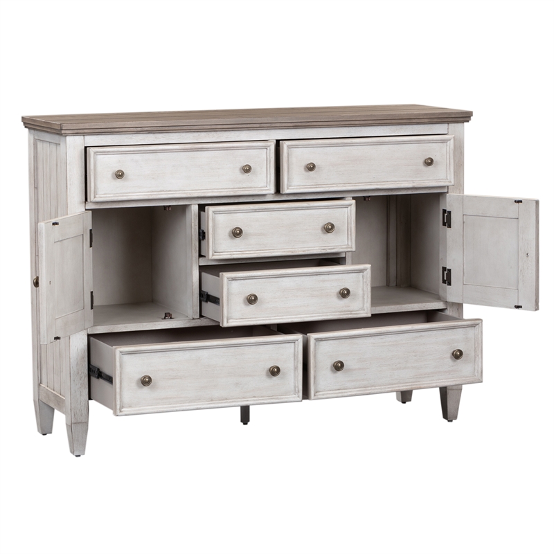 Bowery Hill Modern / Contemporary Wood White 2 Door 6 Drawer Chesser