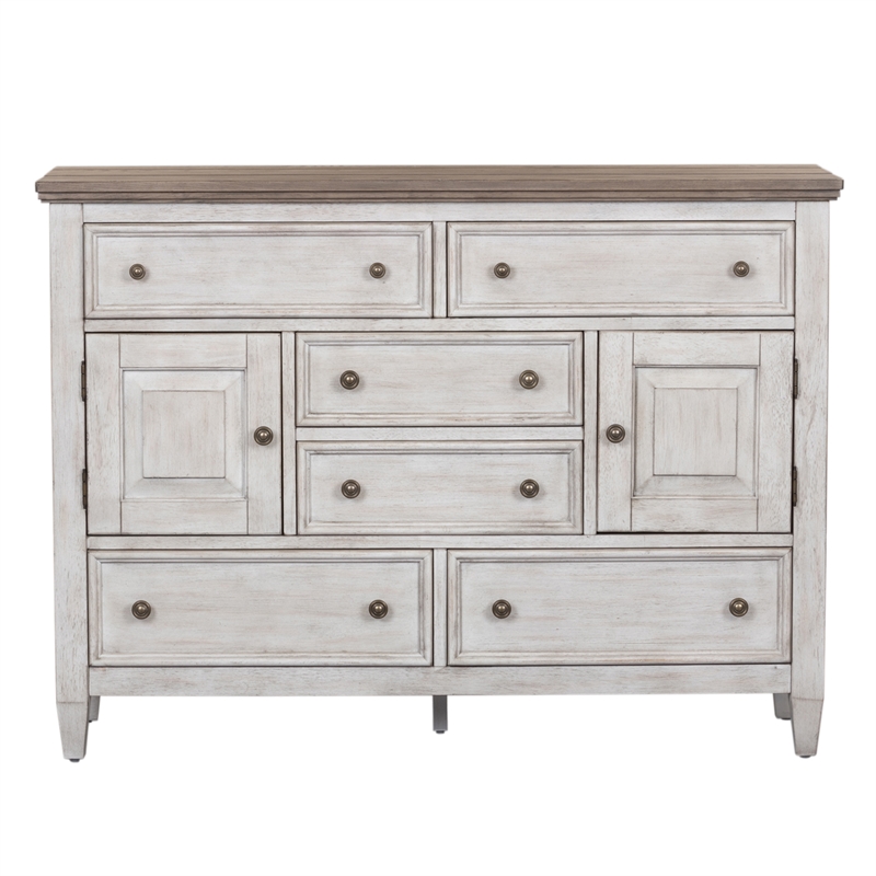 Bowery Hill Modern / Contemporary Wood White 2 Door 6 Drawer Chesser