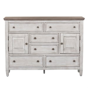 Bowery Hill Modern / Contemporary Wood White 2 Door 6 Drawer Chesser