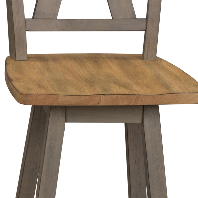 Bowery Hill Wood Light Gray Counter Height Swivel Chair (RTA)-Set of 2