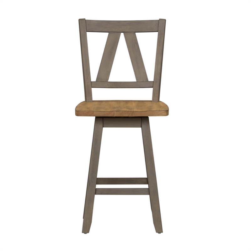 Bowery Hill Wood Light Gray Counter Height Swivel Chair (RTA)-Set of 2