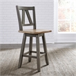 Bowery Hill Wood Light Gray Counter Height Swivel Chair (RTA)-Set of 2