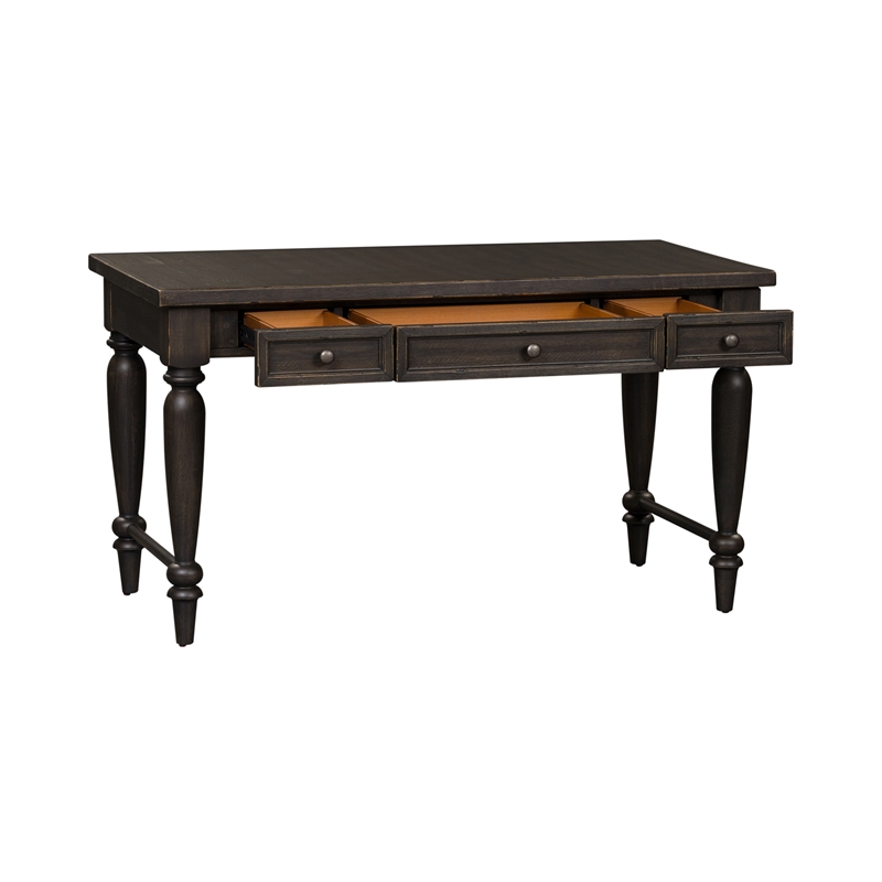 Bowery Hill Modern / Contemporary Wood Writing Desk in Black Finish