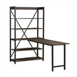 Bowery Hill Traditional Wood Medium Gray Desk and Bookcase Set