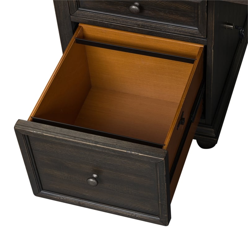 Bowery Hill Traditional Engineered Wood Black L Shaped Desk Set