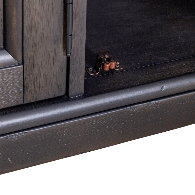Bowery Hill Wood Black Buffet Rectangular Adjustable Shelf