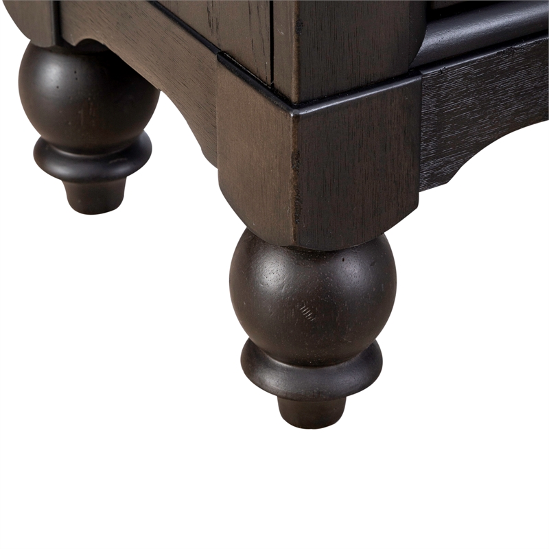 Bowery Hill Wood Black Buffet Rectangular Adjustable Shelf