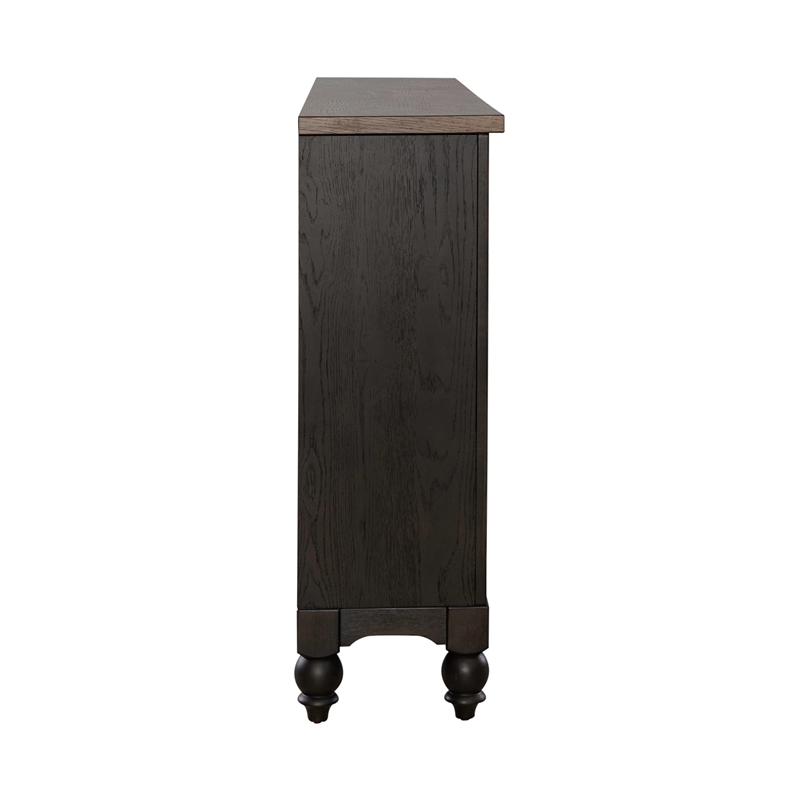 Bowery Hill Wood Black Buffet Rectangular Adjustable Shelf