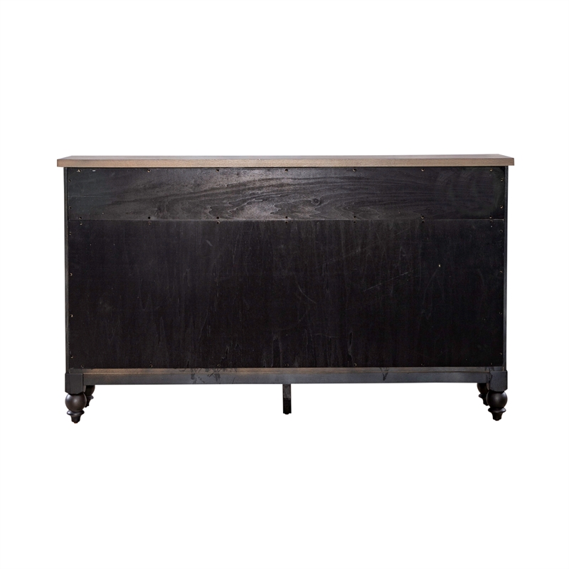 Bowery Hill Wood Black Buffet Rectangular Adjustable Shelf
