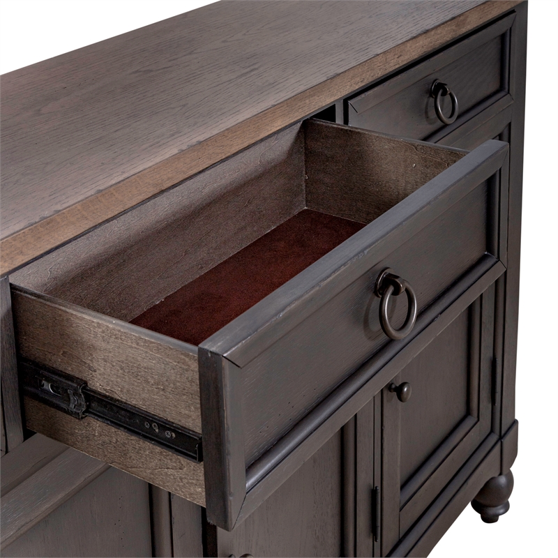 Bowery Hill Wood Black Buffet Rectangular Adjustable Shelf