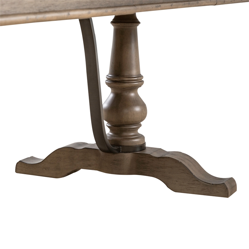 Bowery Hill Traditional Farmhouse Trestle Table Set - Dusty Taupe