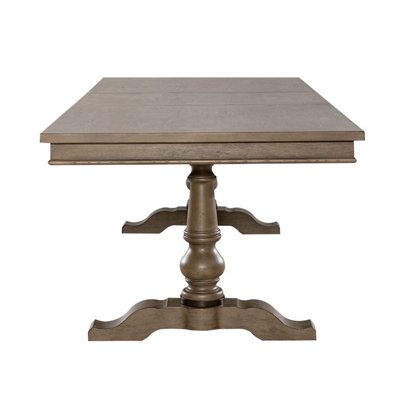 Bowery Hill Traditional Farmhouse Trestle Table Set - Dusty Taupe