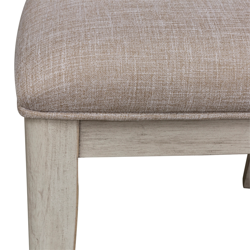 Bowery Hill Wood White Ladder Back Upholstered Side Chair (RTA)-Set of 2