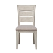 Bowery Hill Wood White Ladder Back Upholstered Side Chair (RTA)-Set of 2