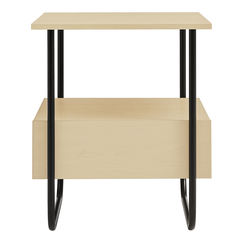 Bowery Hill Contemporary Wood Storage 2-Shelf End Table in Light Maple