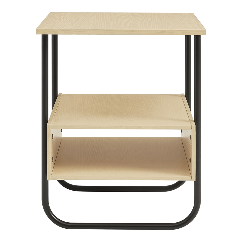 Bowery Hill Contemporary Wood Storage 2-Shelf End Table in Light Maple
