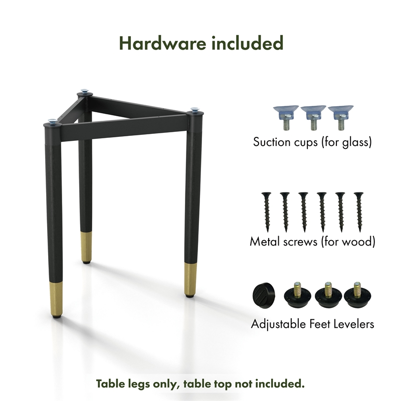 Bowery Hill Modern Solid Wood End Table Base Legs in Black Finish