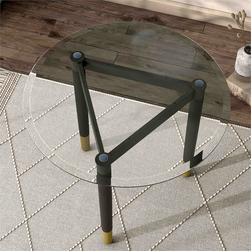 Bowery Hill Modern Solid Wood End Table Base Legs in Black Finish