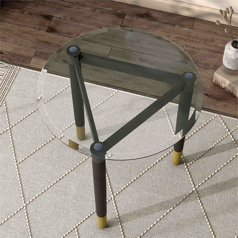 Bowery Hill Modern Solid Wood End Table Base Legs in Black Finish