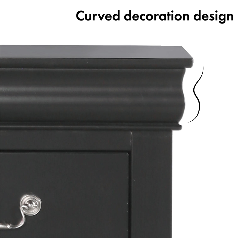 Bowery Hill Transitional Wood 2-Drawer Nightstand in Black Finish