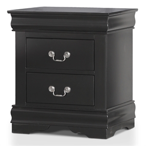 Bowery Hill Transitional Wood 2-Drawer Nightstand in Black Finish