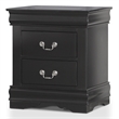 Bowery Hill Transitional Wood 2-Drawer Nightstand in Black Finish