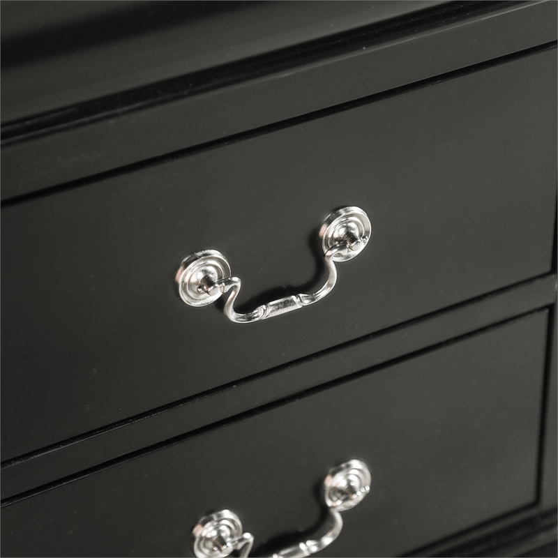 Bowery Hill Transitional Wood 2-Drawer Nightstand in Black Finish