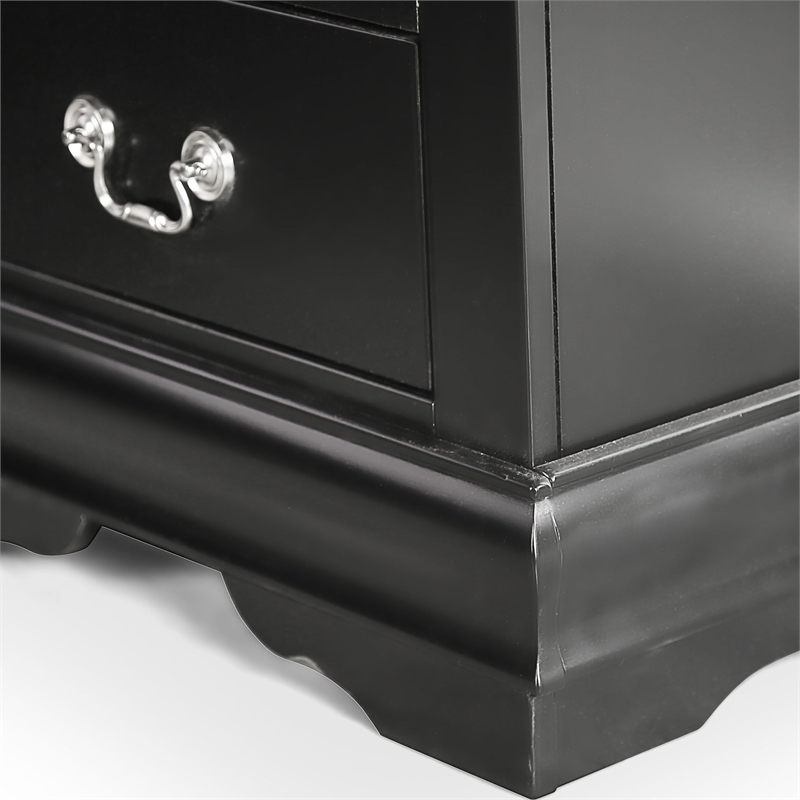 Bowery Hill Transitional Wood 2-Drawer Nightstand in Black Finish