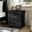 Bowery Hill Transitional Wood 2-Drawer Nightstand in Black Finish