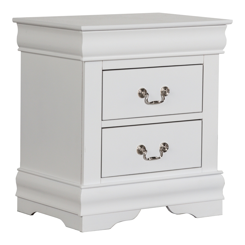 Bowery Hill Transitional Wood 2-Drawer Nightstand in White Finish