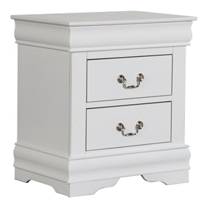 Bowery Hill Transitional Wood 2-Drawer Nightstand in White Finish
