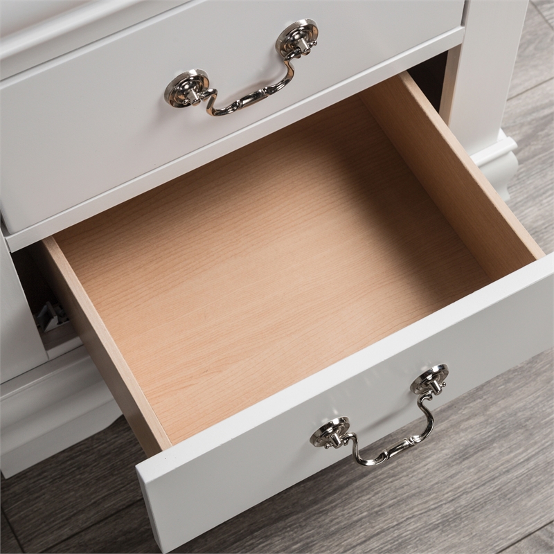 Bowery Hill Transitional Wood 2-Drawer Nightstand in White Finish