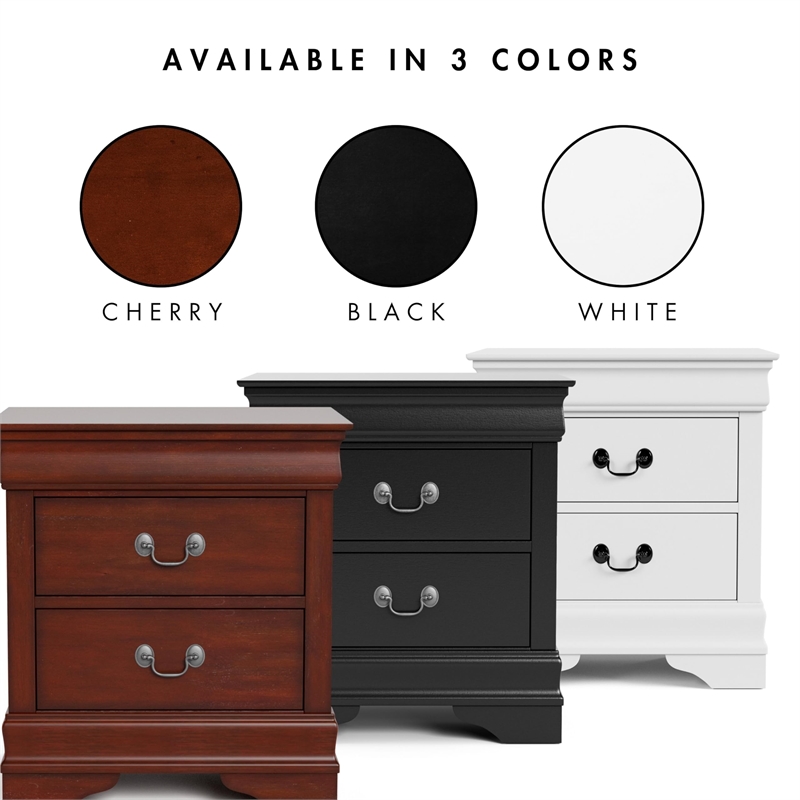 Bowery Hill Transitional Wood 2-Drawer Nightstand in Cherry Finish