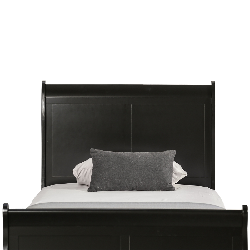 Bowery Hill Solid Wood Black Twin Bed Sleigh Design 83.5