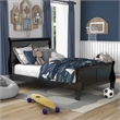 Bowery Hill Solid Wood Black Full Bed Sleigh Design Panel 83.5