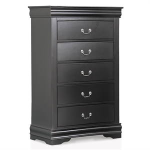 Bowery Hill Solid Wood Black Chest Rectangular Traditional Fully Assembled 31.5&quot W x 15.75&quot D x 48.5&quot H
