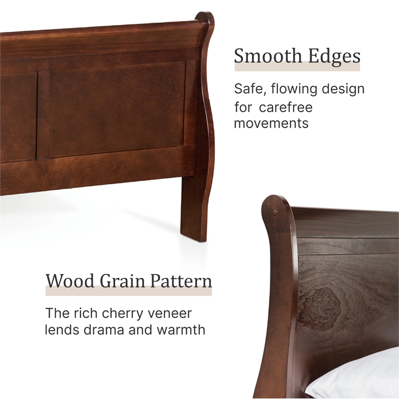 Bowery Hill Transitional Solid Wood Panel Twin Bed in Cherry