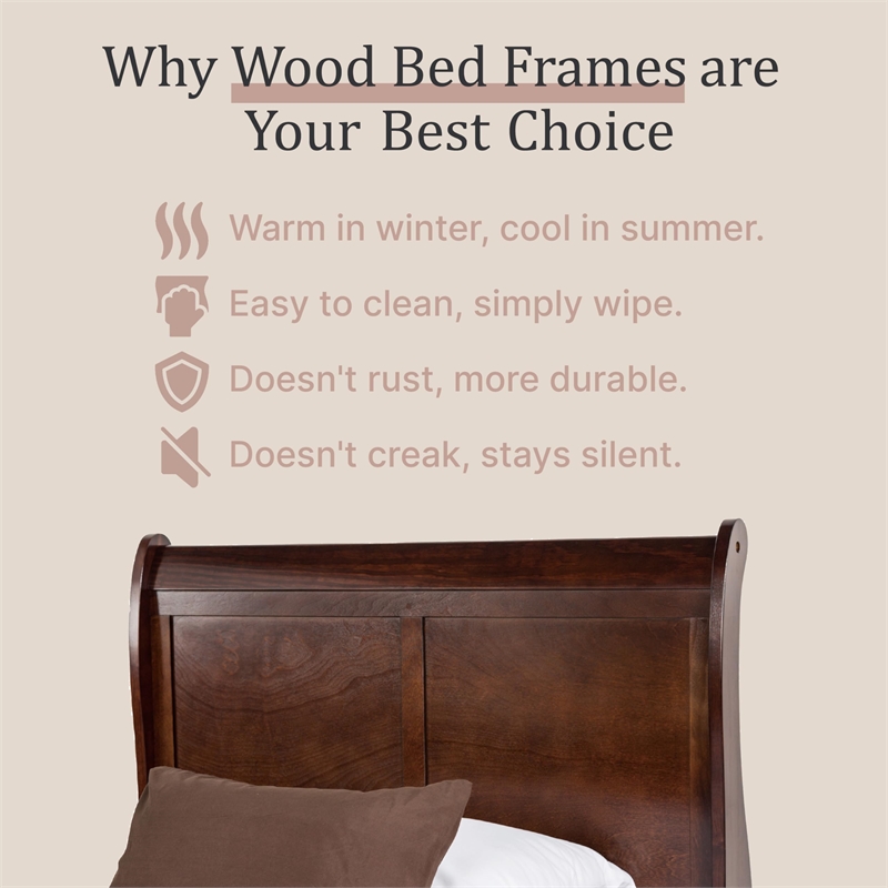 Bowery Hill Transitional Solid Wood Panel Twin Bed in Cherry