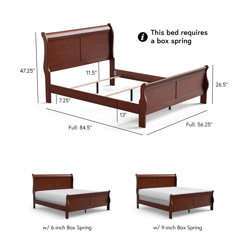 Bowery Hill Solid Wood Cherry Full Bed Sleigh Design 83.5