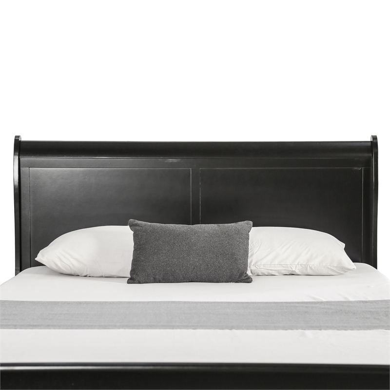 Bowery Hill Transitional Solid Wood Panel Queen Bed in Black