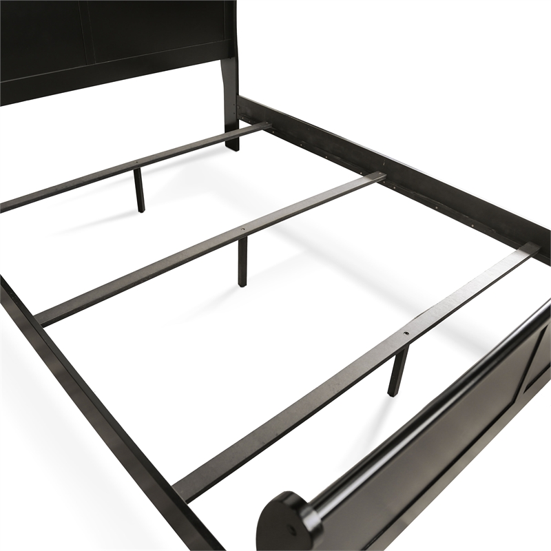 Bowery Hill Transitional Solid Wood Panel Queen Bed in Black