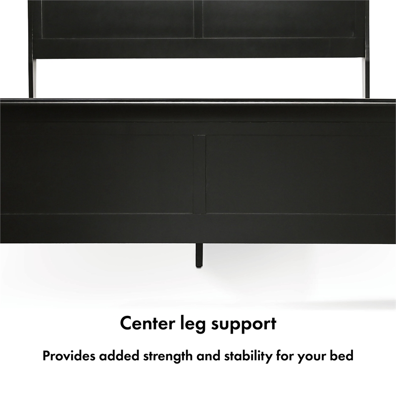 Bowery Hill Transitional Solid Wood Panel Queen Bed in Black