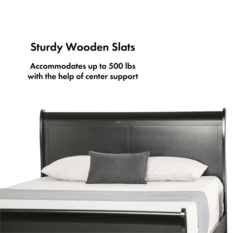 Bowery Hill Transitional Solid Wood Panel Queen Bed in Black