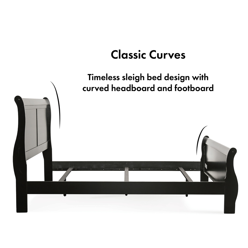 Bowery Hill Transitional Solid Wood Panel Queen Bed in Black